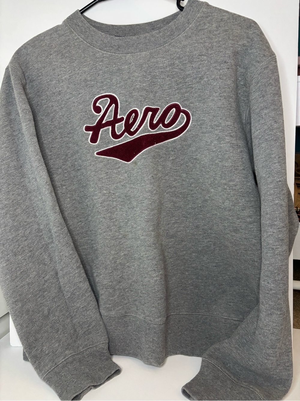 Unisex Vintage Aeropostale Grey + Red Crewneck